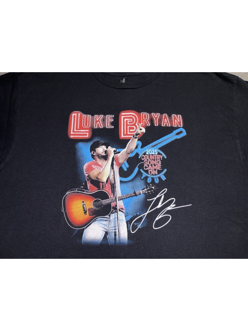 Luke Bryan Country Song Came On Tour T Shirt Black Concert Tee Gildan sz 1XL